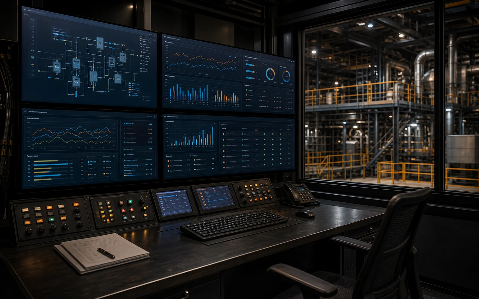 Photoreal no-human industrial monitoring environment with control systems